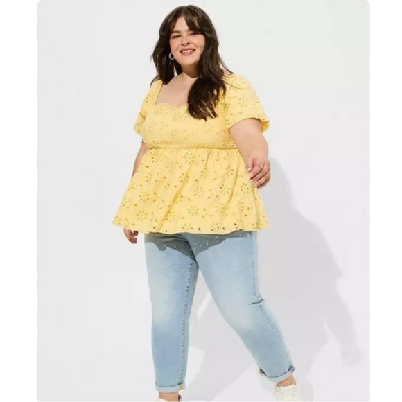 Torrid Babydoll Eyelet Challis Blouse Size 2X NWT - Picture 1 of 12